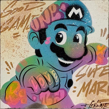 Painting Happy Mario by Lemoine Mael | Painting Pop-art Acrylic, Graffiti Pop icons