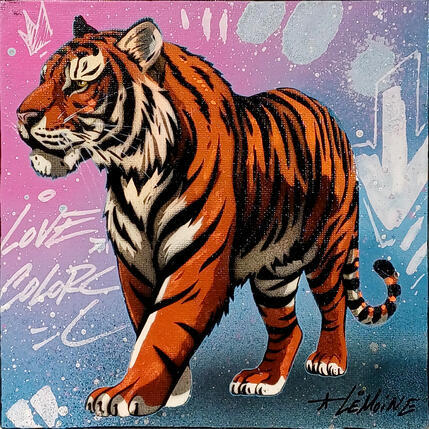 Painting Tigre by Lemoine Mael | Painting Pop-art Acrylic, Graffiti Pop icons
