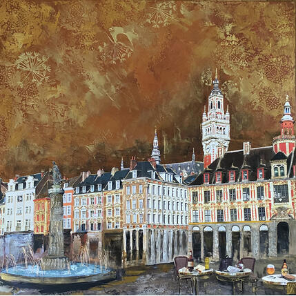 Peinture Début de soirée par Romanelli Karine | Tableau Figuratif Acrylique, Collage