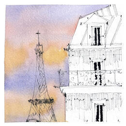 Painting Sur le ciel de Paris by Bailly Kévin  | Painting
