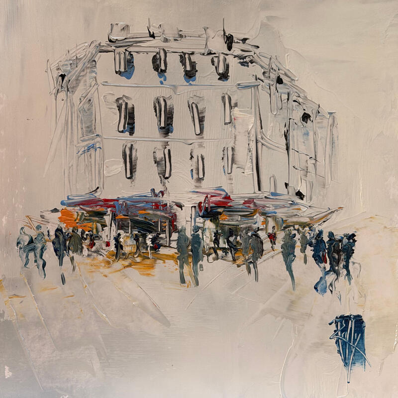 Peinture Au passage par Raffin Christian | Tableau Figuratif Urbain Huile
