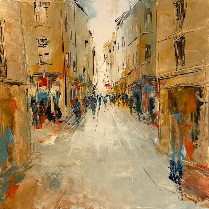 Painting Rue de la vieille ville by Raffin Christian | Painting Figurative Urban Oil