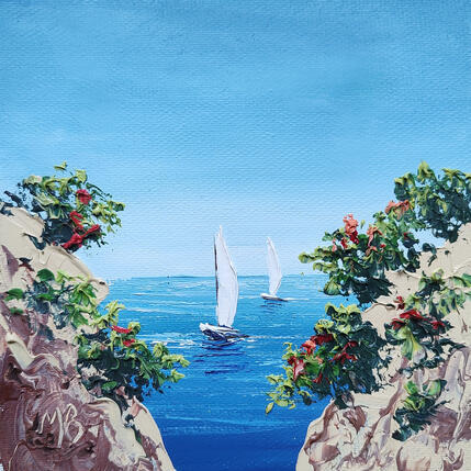 Painting L'ombre bleue des criques by Blandin Magali | Painting Figurative Oil Landscapes