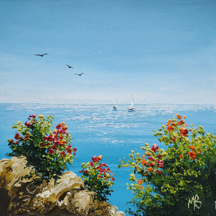 Painting Ode aux calanques fleuries by Blandin Magali | Painting Figurative Oil Landscapes, Pop icons