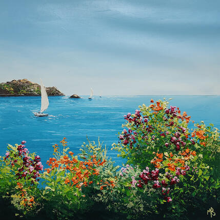 Painting Escale en bleu majeur by Blandin Magali | Painting Figurative Oil Landscapes