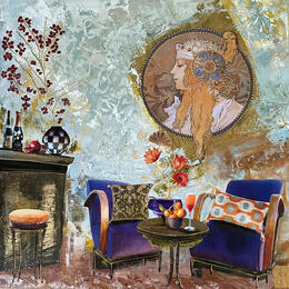 Painting For a touch of purple  by Romanelli Karine | Painting