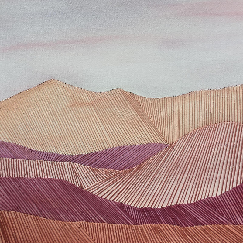 Painting The color of distance 2 by Vazquez Laila | Painting Abstract Landscapes Watercolor Textile