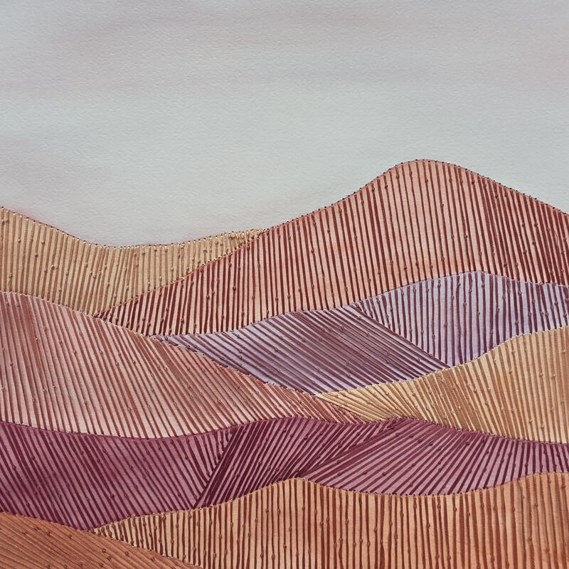 Painting The color of distance 3 by Vazquez Laila | Painting Abstract Landscapes Watercolor Textile