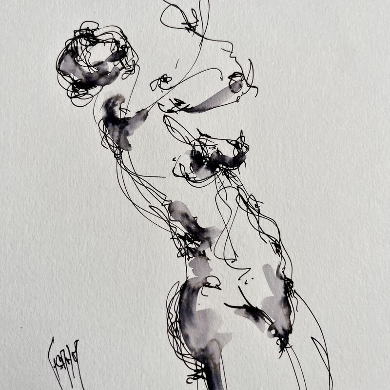 Gemälde Caroline von Sahuc François | Gemälde Figurativ Akt Minimalistisch Acryl Tinte