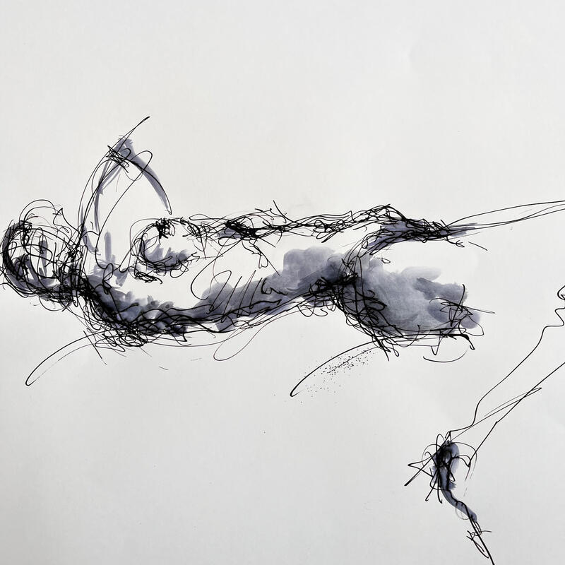 Gemälde Solène von Sahuc François | Gemälde Figurativ Akt Minimalistisch Acryl Tinte