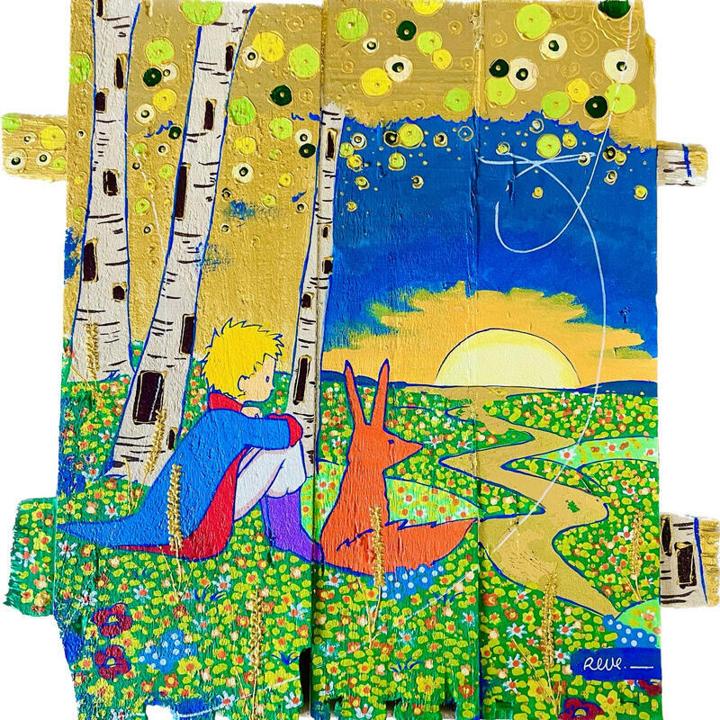 Gemälde Là où le temps s’endort  von Revel | Gemälde Pop-Art Pop-Ikonen Acryl Upcycling