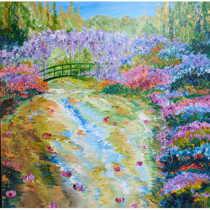 Painting Le Jardin fleuri à Giverny by Amblard Florence | Painting Impressionism Acrylic Landscapes, Nature