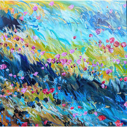 Peinture La Grande Prairie 1 par Amblard Florence | Tableau Impressionnisme Acrylique Nature, Paysages