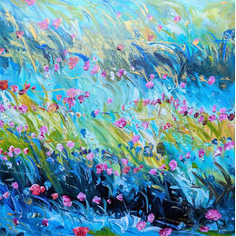 Peinture La Grande Prairie 2 par Amblard Florence | Tableau Impressionnisme Acrylique Nature, Paysages