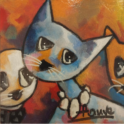 Painting La famille by Fauve | Painting Figurative Acrylic, Oil Life style