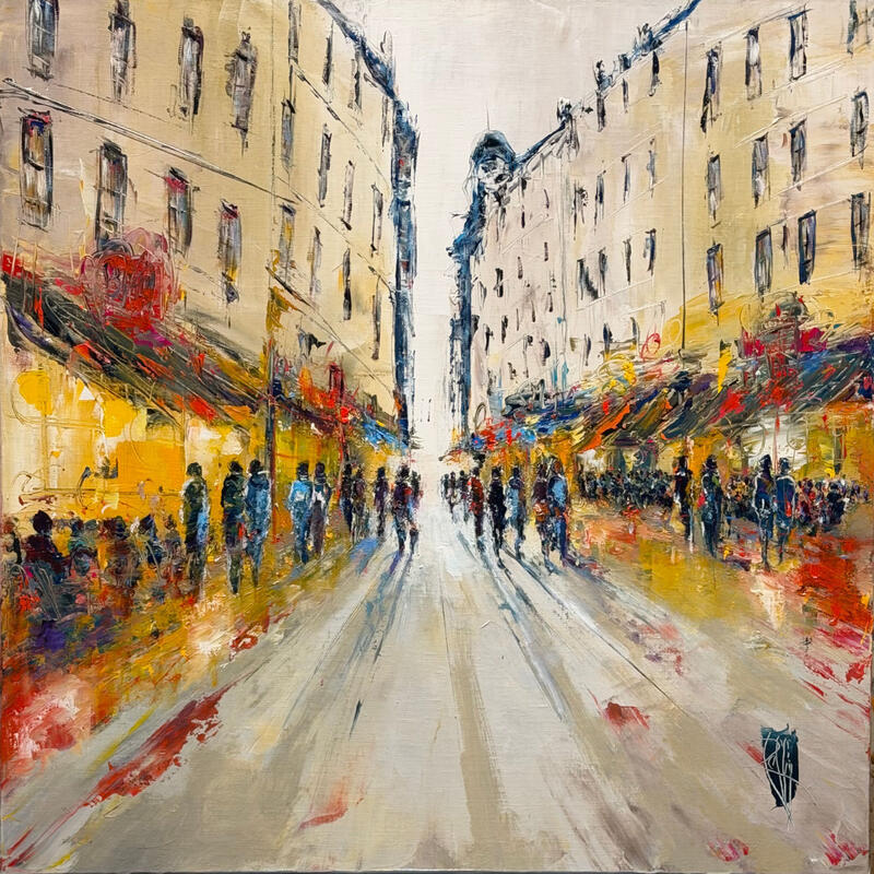 Gemälde Rue animée von Raffin Christian | Gemälde Figurativ Urban Öl
