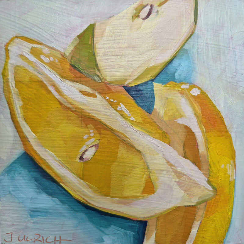 Painting fruity meet-up by Ulrich Julia | Painting Figurative Still-life Oil