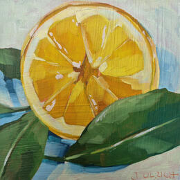 Painting lemon star by Ulrich Julia | Painting Figurative Oil, Wood Still-life