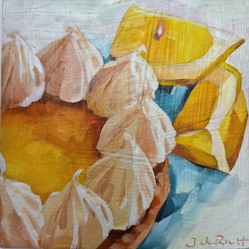 Painting lemon  tarte by Ulrich Julia | Painting Figurative Still-life Oil