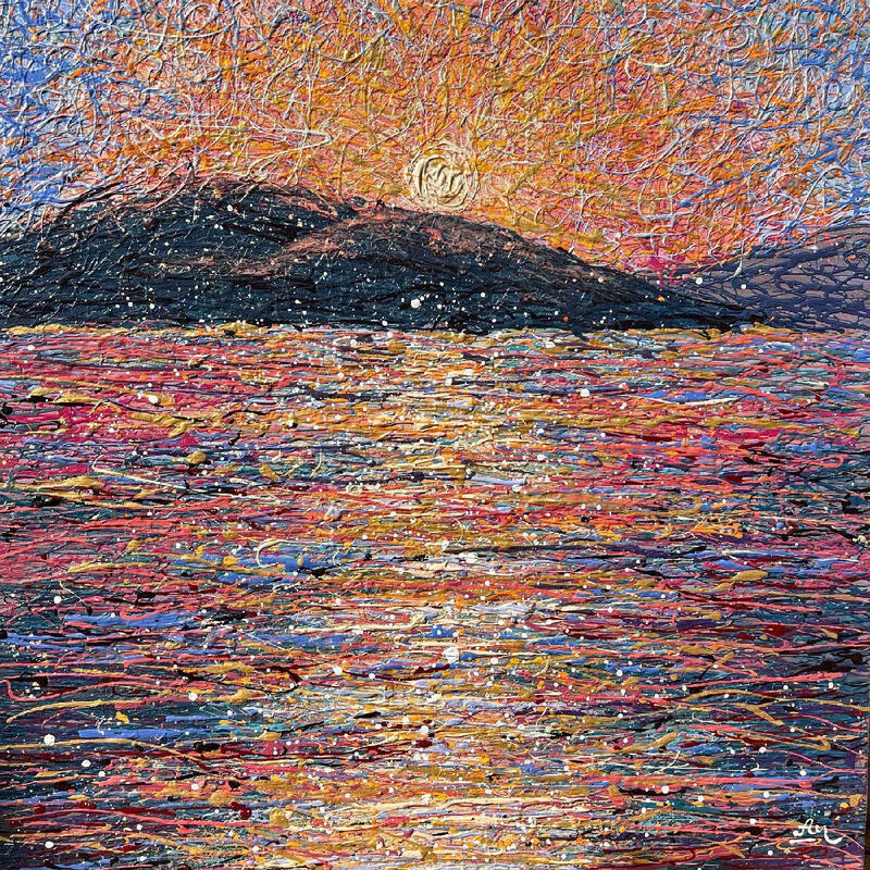 Painting Golden Hour Mirage by Antoniuk Nadiia | Painting Impressionism Nature Acrylic