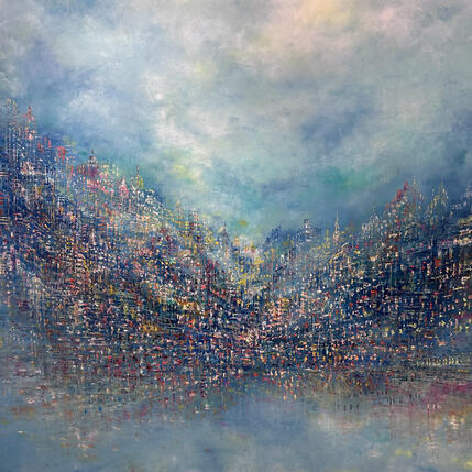 Painting Cosmos bleu by Levesque Emmanuelle | Painting