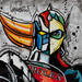 Peinture Goldorak, Actarus par Cornée Patrick | Tableau Pop-art Cinéma Icones Pop Enfant Graffiti Huile