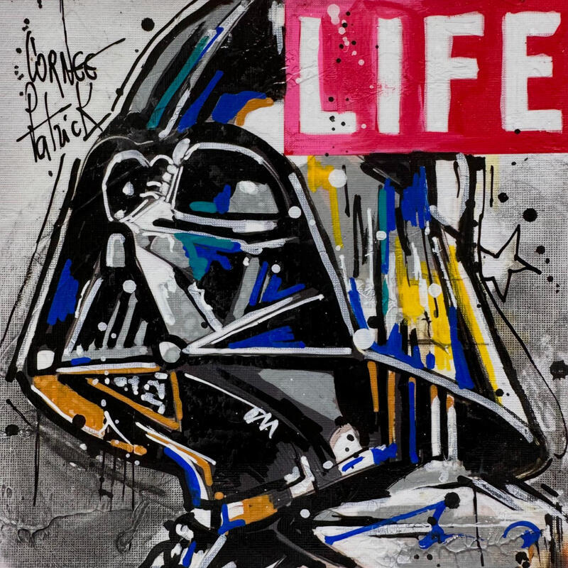 Peinture Dark Vador, LIFE par Cornée Patrick | Tableau Pop-art Cinéma Icones Pop Enfant Graffiti Huile