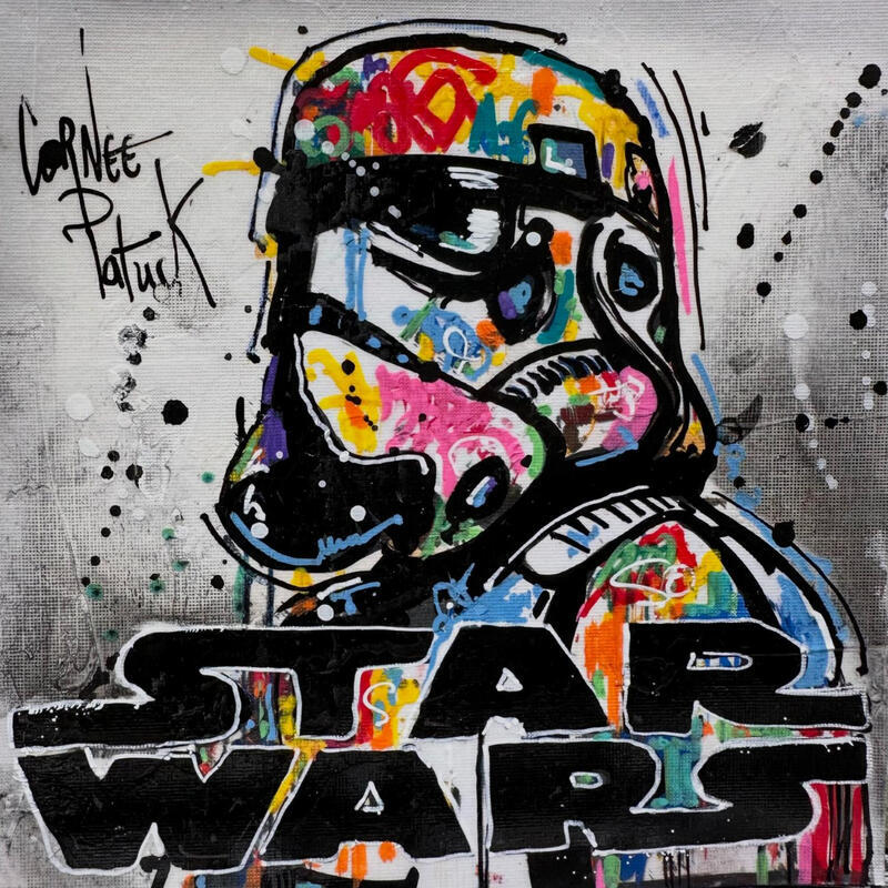 Peinture Star Wars par Cornée Patrick | Tableau Pop-art Cinéma Icones Pop Enfant Graffiti Huile