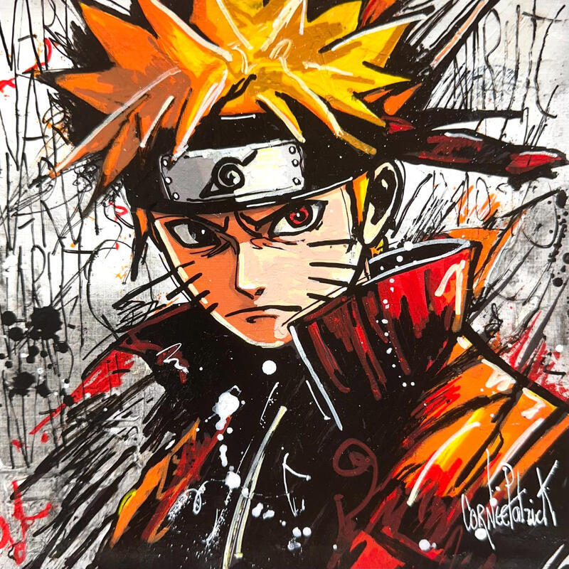 Gemälde Naruto von Cornée Patrick | Gemälde Pop-Art Kino Pop-Ikonen Kinder Graffiti Öl