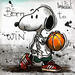 Gemälde Snoopy, born to win von Cornée Patrick | Gemälde Pop-Art Kino Pop-Ikonen Sport Graffiti Öl