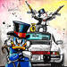 Gemälde Picsou et Monopoly von Cornée Patrick | Gemälde Pop-Art Kino Pop-Ikonen Alltagsszenen Graffiti Öl