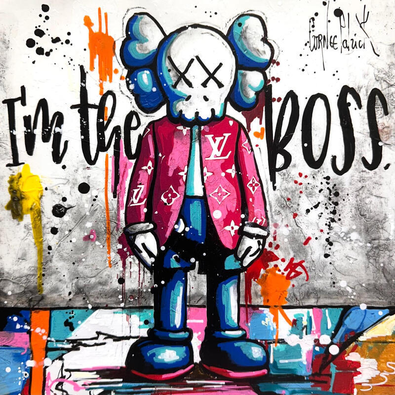Peinture Style Kaws par Cornée Patrick | Tableau Pop-art Urbain Icones Pop Scènes de vie Graffiti Huile