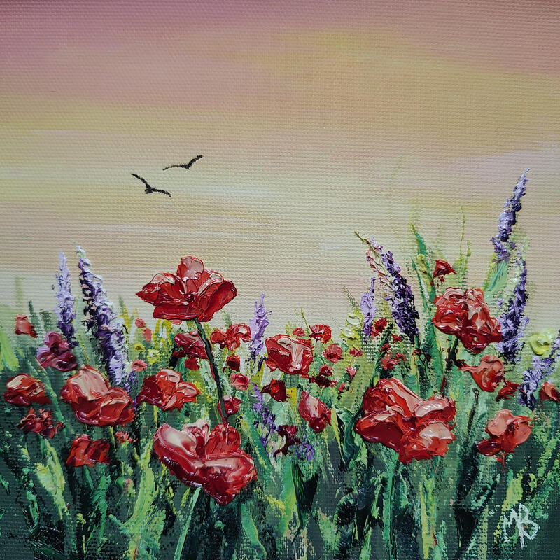Painting Fleurs de joie by Blandin Magali | Painting Figurative Landscapes Oil