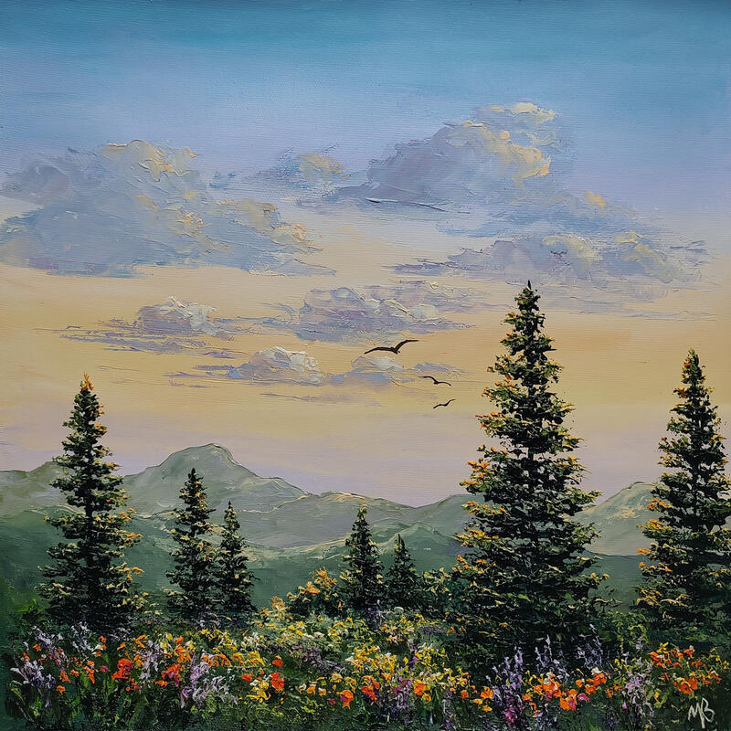 Painting Sentiment de liberté by Blandin Magali | Painting Figurative Landscapes Oil