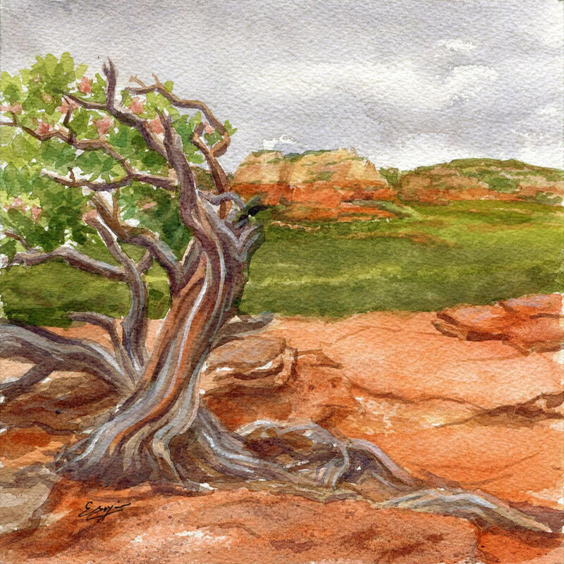 Peinture L'arbre de Manzanita par Elisabeth Bazin | Tableau