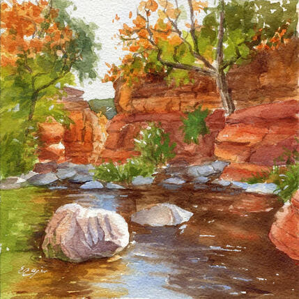 Peinture Oak Creek par Elisabeth Bazin | Tableau