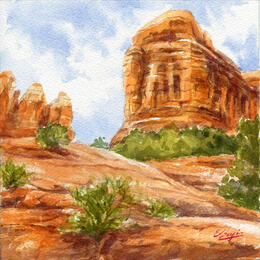 Painting Sur le chemin de Cathedral Rock by Elisabeth Bazin | Painting