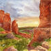 Painting Cathedral rock sunset by Elisabeth Bazin | Painting