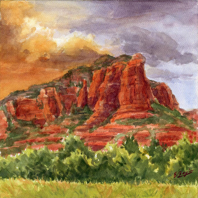 Painting Ciel tourmenté sur sedona by Elisabeth Bazin | Painting