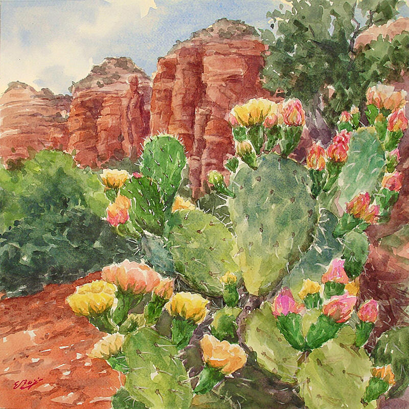 Painting Cactus by Elisabeth Bazin | Painting