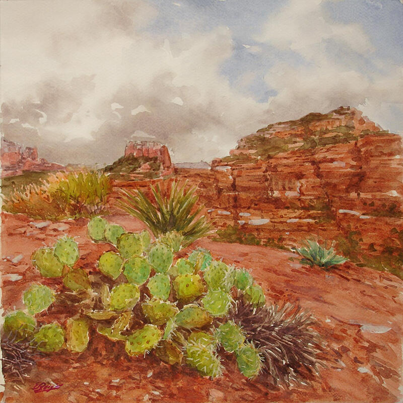 Peinture Catheral Rock trail par Elisabeth Bazin | Tableau