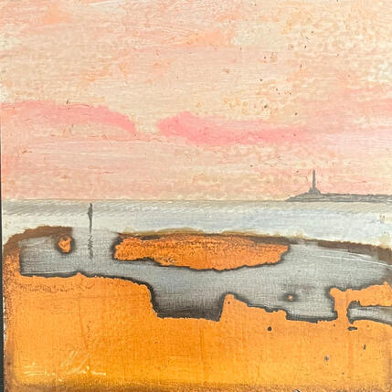 Painting La jetée  by Mahieu Bertrand | Painting Figurative Metal Landscapes