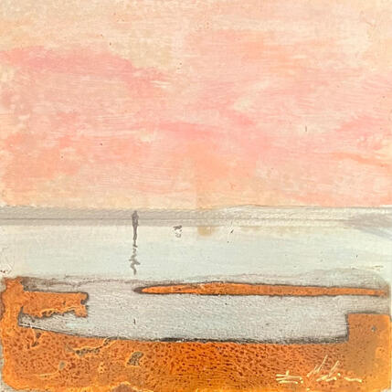 Painting Promenade un soir 2 by Mahieu Bertrand | Painting Figurative Metal Landscapes