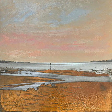 Painting Couple un soir by Mahieu Bertrand | Painting Figurative Metal Landscapes