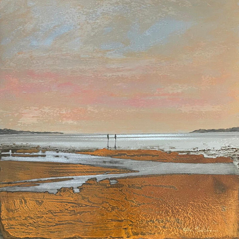 Painting Couple un soir  by Mahieu Bertrand | Painting Figurative Landscapes Metal