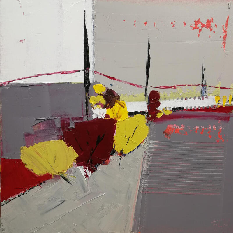 Painting l'été en pente douce by L'huillier Françis | Painting Abstract Landscapes Oil