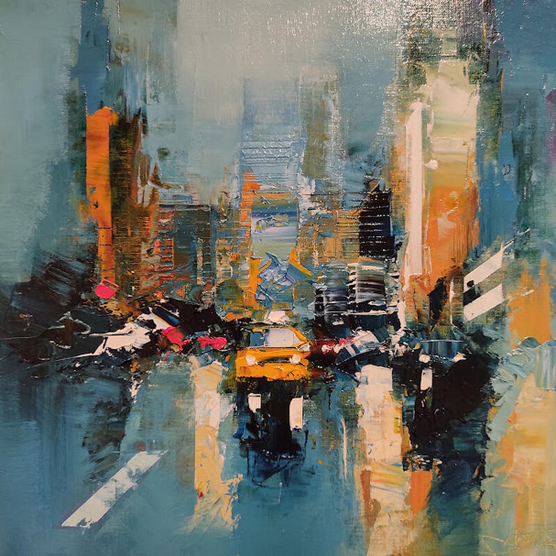 Painting Taxi by Castan Daniel | Painting Figurative Oil