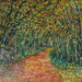 Peinture Chemin d'automne par Levesque Emmanuelle | Tableau Huile
