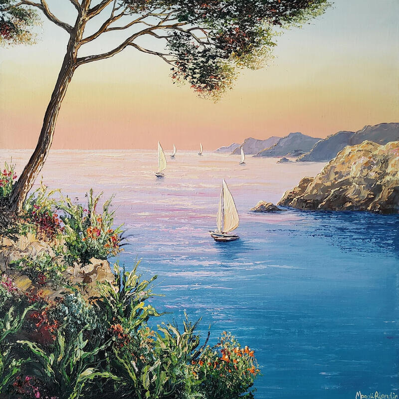 Painting Admirer l'horizon by Blandin Magali | Painting Figurative Landscapes Oil