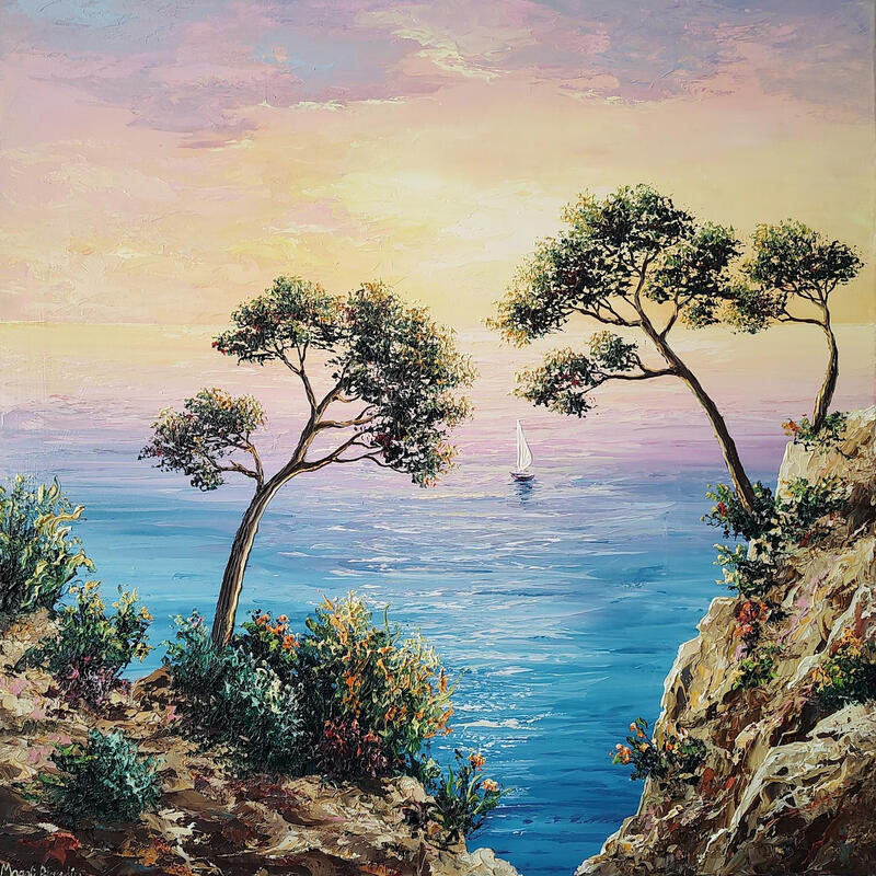 Painting Luminosité Méditerranéenne by Blandin Magali | Painting Figurative Landscapes Oil